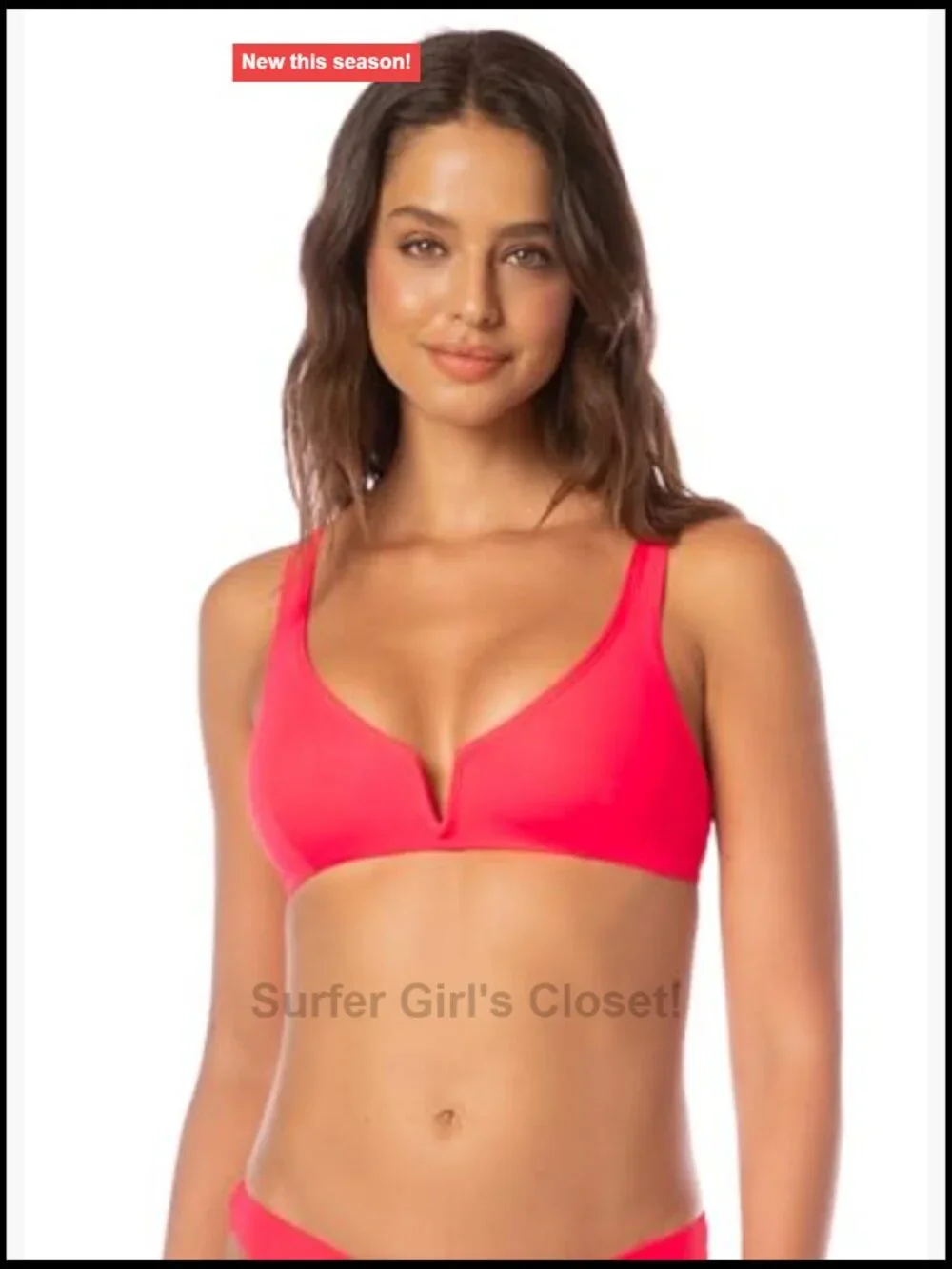Red Maaji Victoria Top V Wire Bralette Bikini Top Moderate Coverage